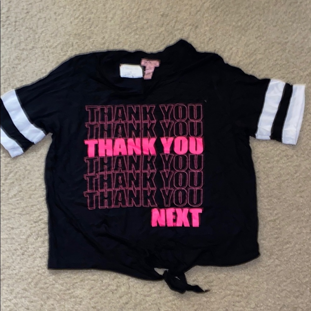 Graphic Tee “Thank you, Next” . Black, white, pink